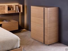 Montana 5-drawer chest of drawers in canaletto walnut, with matt lacquered vertical groove