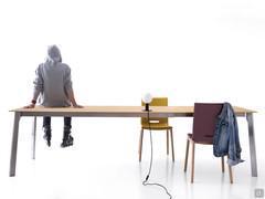 Shield dining table with Natural Oak top and two matching extension leaves