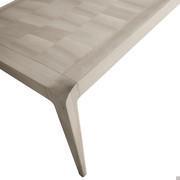 Detail of the veneer top and and solid structure in grey natural walnut