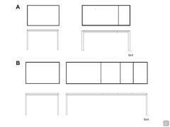 Table dimensions Dede: A) cm 104 / 144 x 70; 124 / 174 x 80; 144 / 204 x 90 extendable with single extension - B) cm 110 / 155 / 200 / 245 x 80; 140 / 185 / 230 x 90; 140 / 190 / 240 / 290 x 90 extendable with double or triple extension; Leg with c sectio