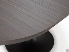 Detail of the table top in wood effect melamine