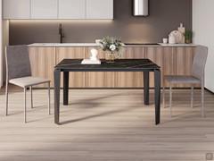 Extending modern kitchen table Tom in the version with stone effect ceramic-glass top