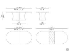 Dimensional scheme oval extending table