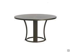 Table with circular base Grace, extendable from 128 to 173 cm thanks to the central "folding" extension leaf always matching the top