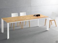 Profile extending table with wooden top in natural oak veneer