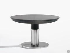 Extendable round table with central base Diva stainless steel