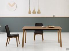 Basil extending dining table with wooden top and legs, closed version