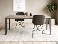 Logan industrial style table with metal legs - top in light grey brushed cement melamine