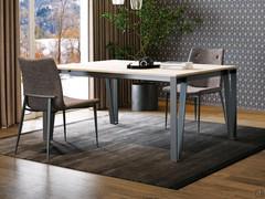 Logan industrial style table with metal legs - top in light grey brushed cement melamine