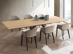 Ludwig table in wood-effect HPL, ideal for an important dining room that needs to seat 8, 10 or 12 people