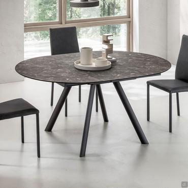 Arthur marble-effect extending round table