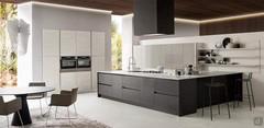 Modern kitchen with island Six 01: sides plinths and hood coordinate with base units