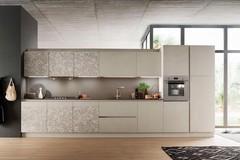 Modern kitchen without handles Six 02 complete with appliances, concealed hood and led under-cabinet (damask melamine finish not available)