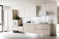 Kitchen without handles Six 05 complete with living room wall unit (wood-effect melamine finish no longer available)