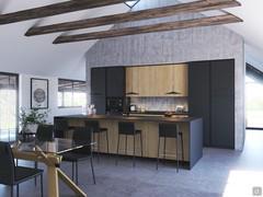 The kitchen with central island is the perfect choice for a contemporary open plan apartment