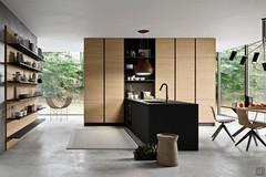 Six 18 modern kitchen with peninsula: view of the peninsula perpendicular to the column layout