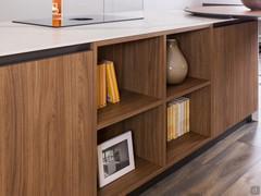 Open compartments in Natural Walnut melamine