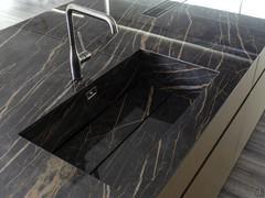 Sink integrated into the marble island top