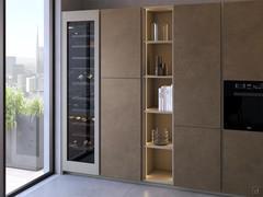 Luxury modern kitchen with column wine cellar