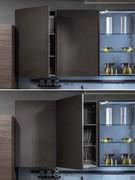 Wall units with hinged door opening