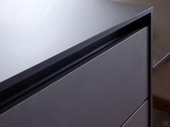 Detail fo the grrove on modern kitchen Alux with honeycomb aluminium doors, ultra-thin and light