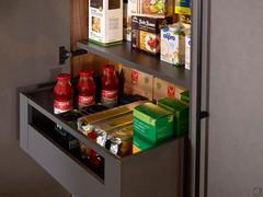 Storage column with shelves and big drawers to enhance the storage space 