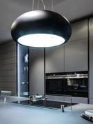 Round furnishing hood with an essential design, also perfect as a lamp