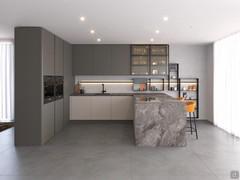 Kitchen with marble-effect peninsula AluX 02