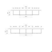 Entryway cabinet Aliant 02 - Model and dimensions with bridge module cm 131.5