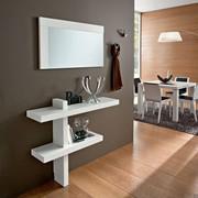 Gellert hallway shelving column with mirror - open pore ashwood veneer composition