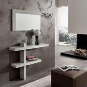 Gellert hallway shelving column with mirror - open pore ecru ashwood veneer composition with horizontal mirror