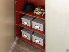 View from the inside of the closet column, with lower shelves