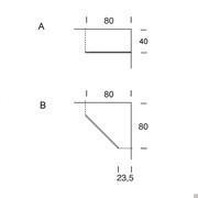 Rimpiattino hall corner mirror - Measurement scheme of fixed frontal and fixed corner models