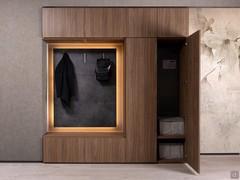 Entryway cabinet Aliant 01 with frame and fronts in NNN natural walnut veneer finish