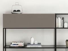 Base unit with lacquered flap storage matching the crystal shelves