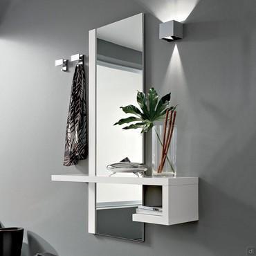 Molly matt white hallway furniture set - composition with wall mounted shelf