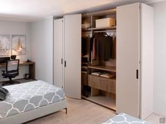 Driver Wide lacquered wardrobe with folding doors, also available with wood-, stone-, metal- or glass-effect melamine doors