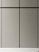 Detail of Level Wide matt lacquered door with matching lacquered metal horizontal groove