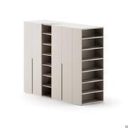 Functional wardrobe with built-in bookcase for hinged compositions from the Wide collection available in 3 heights