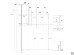 Diagrams and dimensions of heights and depths of the Wide bridge wardrobe in the reduced-depth version from 43.8 cm