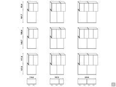 Diagrams and modularity of the Wide bridge wardrobe module cm h.255,1