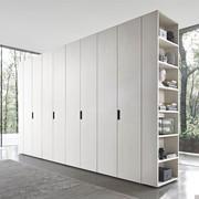 Oregon white lacquered hinged wardrobe with Beta handles in gunmetal finish metal