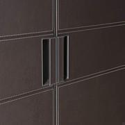 Louisiana wardrobe covered in Dark Coffee faux-leather decorated with finely sawn contrasting stitching