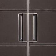 Elegant built-in metal handle with faux-leather cover