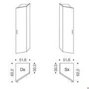 Measurements for the wardrobe with rounded-off corner - can be combined with other hinged elements from the Pacific collection