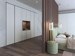 Composition with double hinged closet Zenit Lounge and central module with decorative niche