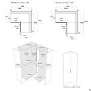 Specific measurements of the corner element for Pacific collection wardrobes with hinged doors