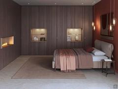 Hinged wardrobe with recessed handles Spirit Lounge in open pore oak wood in the colour E31 grey