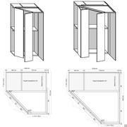 Specific measurements of the wardrobe with dressing room for hinged compositions Player in the corner type