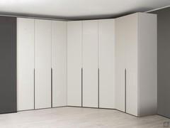 Hinged wardrobe Mind Player with corner dressing room in matt lacquer tortora